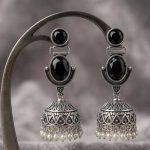 Black Oxidised Jhumka Earrings